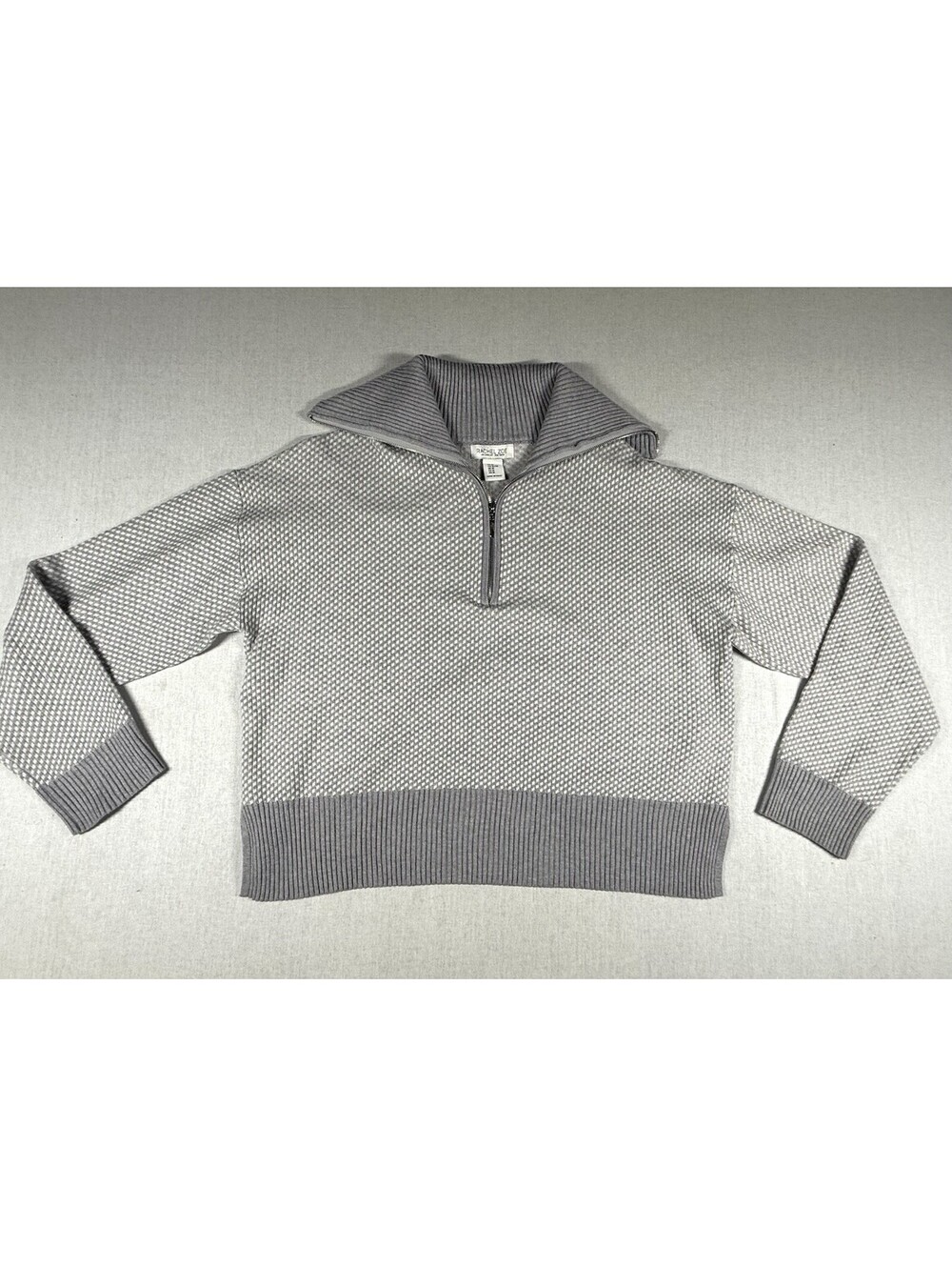 Rachel Zoe‎ 1/2 Zip Cowl Neck Sweater Sz XL Gray Knit Pullover Cozy